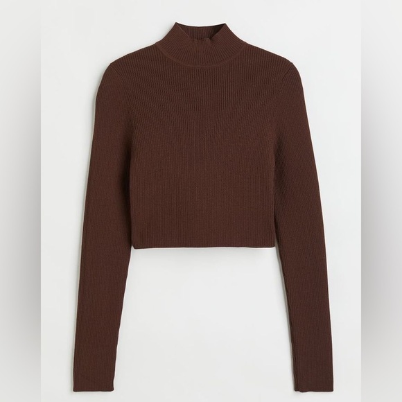 Divided Sweaters - H&M Divided Ribbed Cropped Mock Neck Sweater